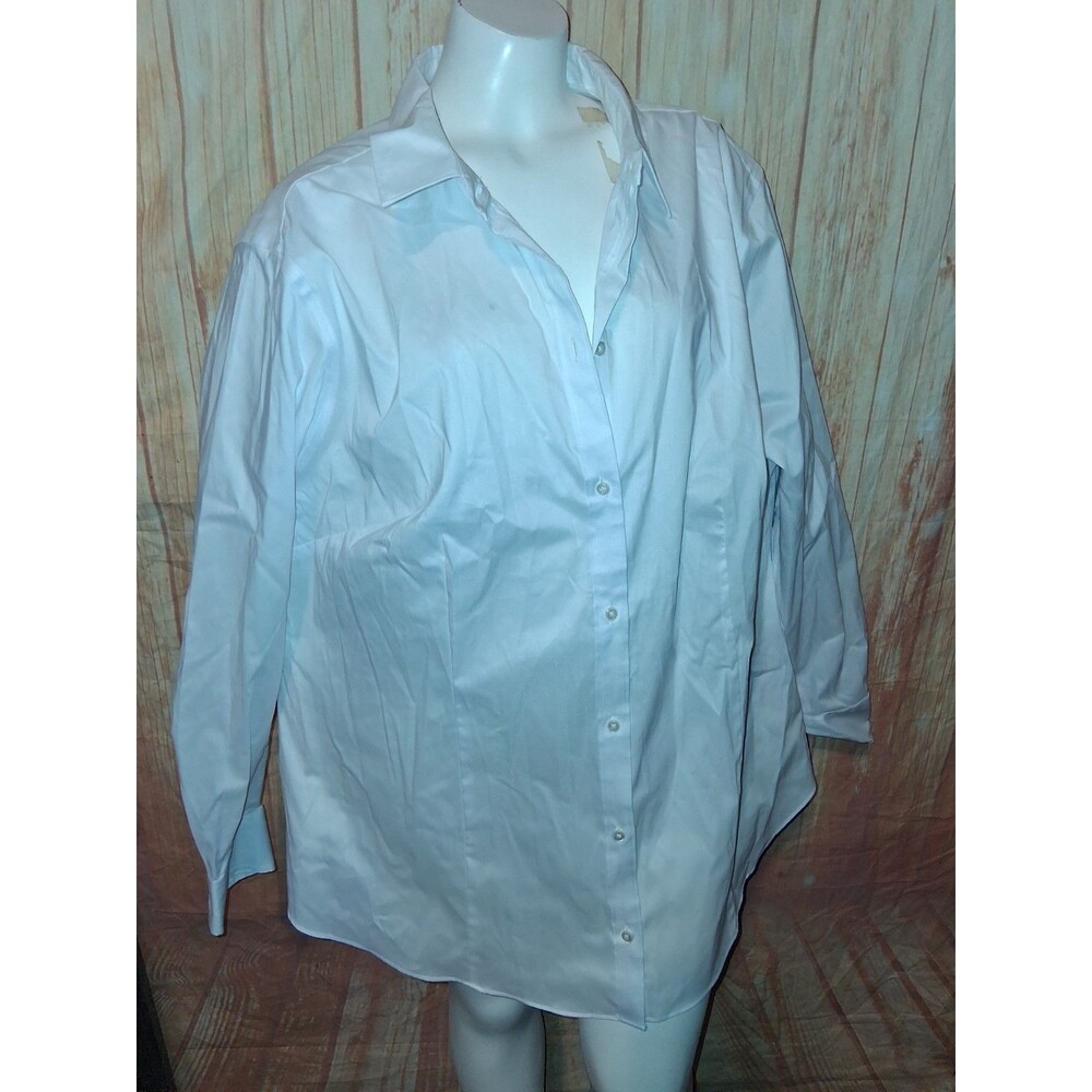 NWT Liz Claiborne White Long Sleeve Button Up Blouse Sz 2X